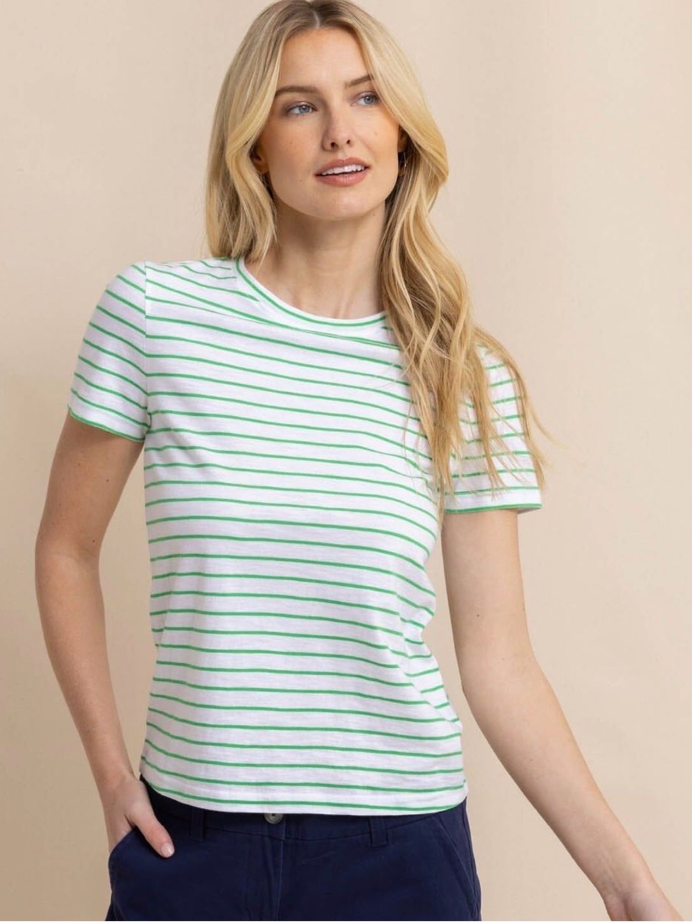 Southern Tide Lawn Green Sun Farer Stripe Crewneck S